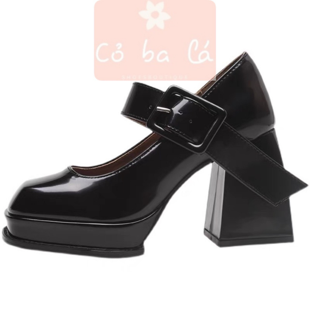 GIÀY THỜI TRANG COBALA SHOES  - SỤC NỮ BÍT MŨI ĐÚP CAO DA BÓNG - GIÀY CAO GÓT KHÓA VUÔNG G23041600