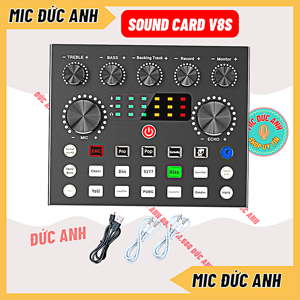 Sound Card ÂM Thanh V8S Bộ Thu Âm V8S Đời Mới Âm Thanh Chuẩn Đã Cải Tiến