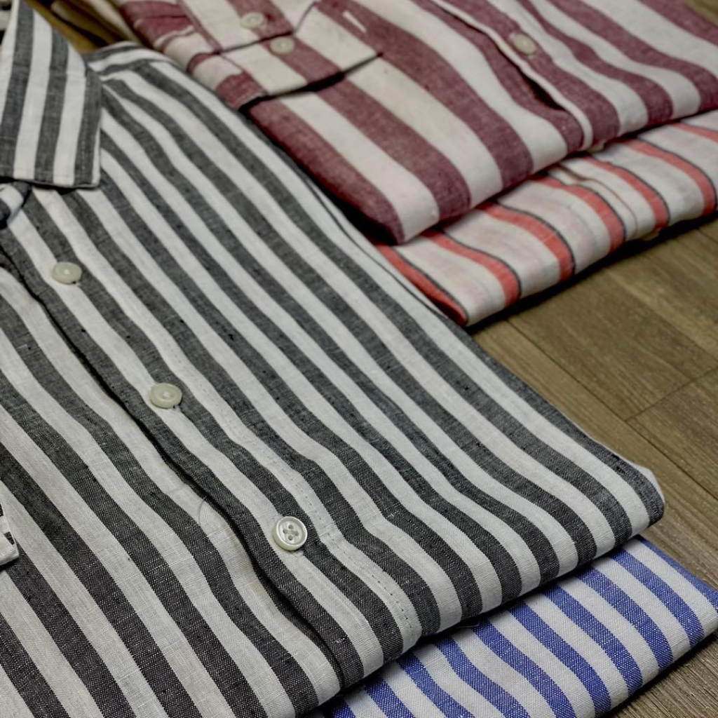 Áo Sơmi Tay Dài Nam  Linen Sọc Đơn Giản Thoáng Mát