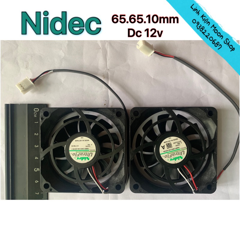 Quạt Nidec 65.65.10mm Dc 12v tản nhiệt máy tính,giải nhiệt máy chủ,làm mát điện thoại,main,hút mùi khò hàn