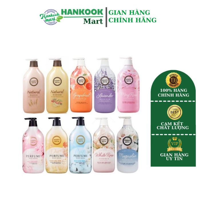 Sữa Tắm Happy Bath Hàn Quốc Dưỡng Trắng, Mềm Mịn Da 900ml
