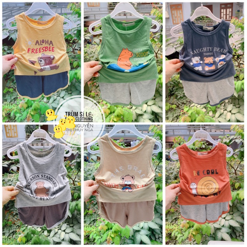 (8-15kg) Bộ ba lỗ, xát nách chất thun lạnh cực mát cho bé