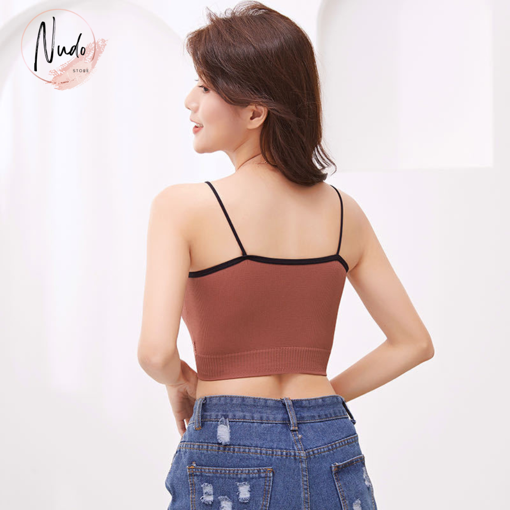 Áo croptop 2 dây, Áo Bra nữ thun Nudo có viền,hở lưng, có mút ngực không gọng, chất đẹp 2 lớp phía trước dưới 55kg BR1 | BigBuy360 - bigbuy360.vn