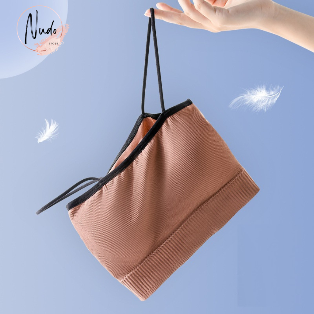 Áo croptop 2 dây, Áo Bra nữ thun Nudo có viền,hở lưng, có mút ngực không gọng, chất đẹp 2 lớp phía trước dưới 55kg BR1 | BigBuy360 - bigbuy360.vn