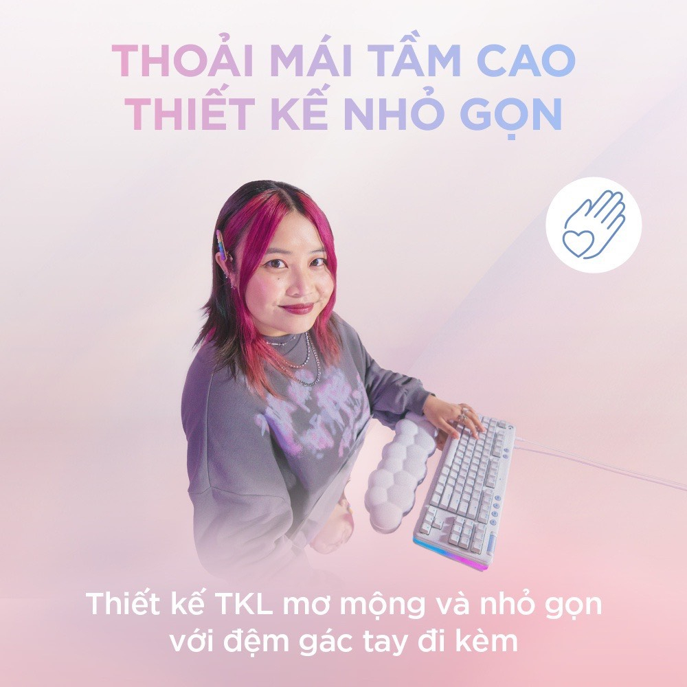 Bàn phím cơ gaming có dây Logitech G713 TKL - RGB, 2 loại GX Switch, kèm kê tay, cáp USB-C