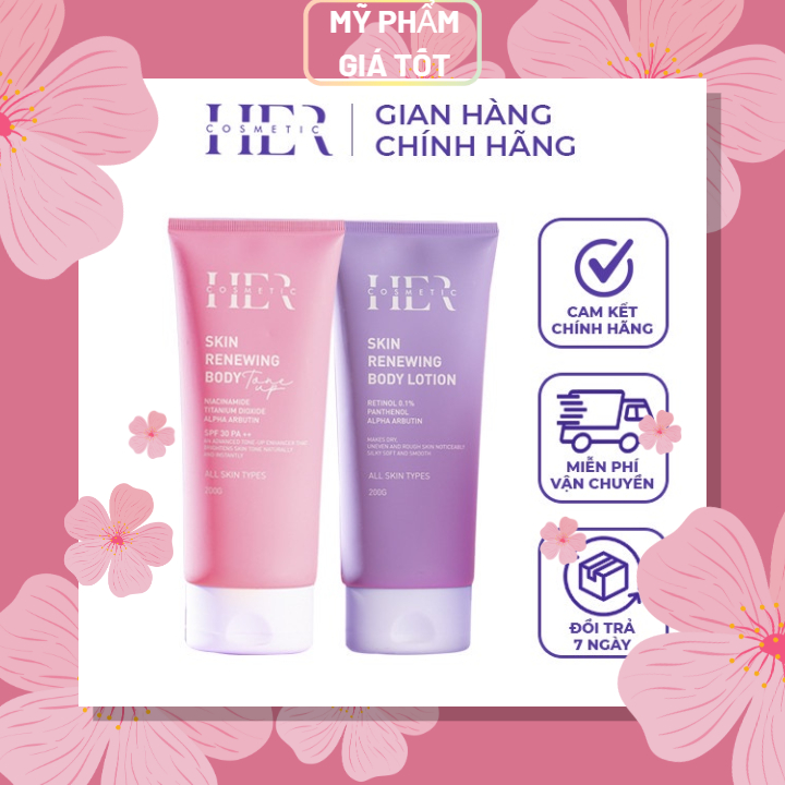 Combo kem dưỡng da Her Cosmetic ban ngày và ban đêm giúp làm trắng và cấp ẩm cho da 200g
