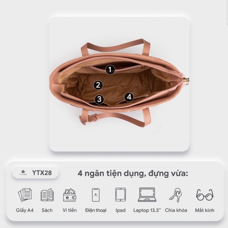 Túi xách da nữ phối Charm trang trí Yuumy Seasand YTX28
