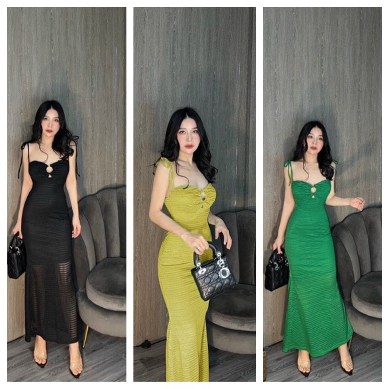 ĐẦM BODY TKQC REN LỖ LƯỚI 2D DÁNG DÀI ĐUÔI CÁ(Form ôm sát tôn dáng Hình thật 2 lớp có kèm mút ngực.