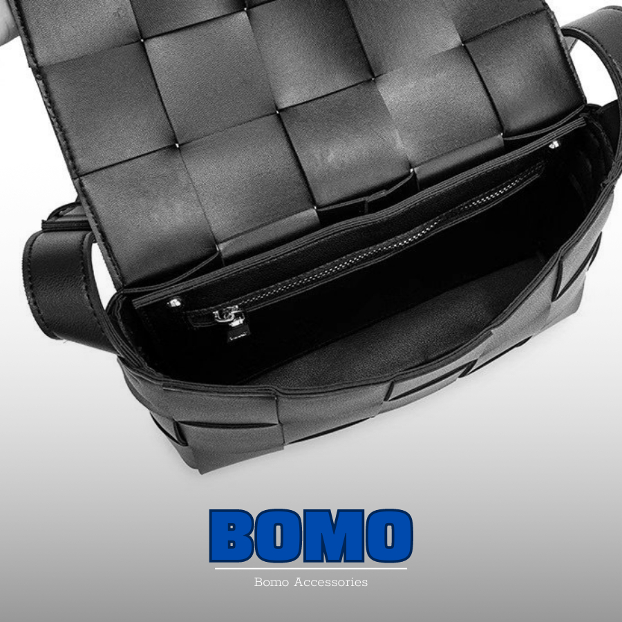 Túi xách đeo chéo đeo vai hộp vuông da PU cao cấp đan cách điệu thời trang dày 0.4cm cho nam và nữ - Bomo.-BM002