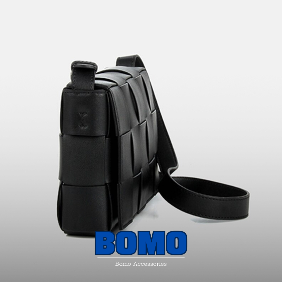 Túi xách đeo chéo đeo vai hộp vuông da PU cao cấp đan cách điệu thời trang dày 0.4cm cho nam và nữ - Bomo.-BM002