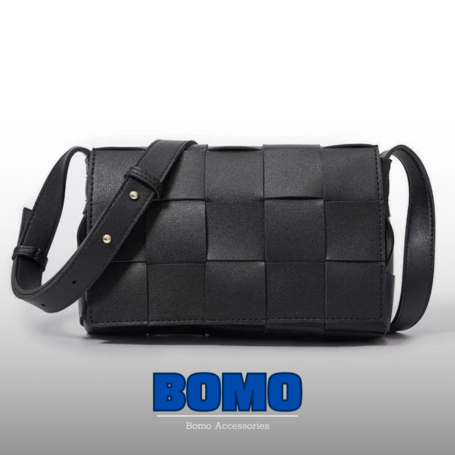 Túi xách đeo chéo đeo vai hộp vuông da PU cao cấp đan cách điệu thời trang dày 0.4cm cho nam và nữ - Bomo.-BM002