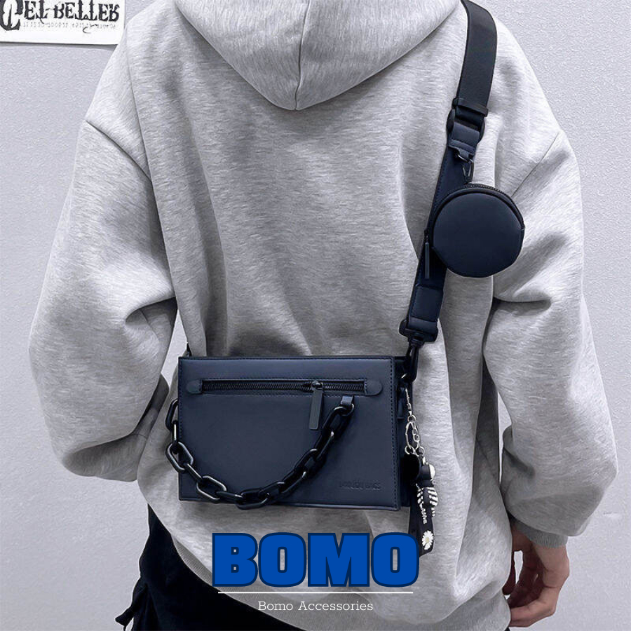 Túi đeo chéo/vai unisex hộp vuông chất liệu da pu chống nước kèm ví tròn mini Bomo - Phong cách Hàn Quốc BOMO 007
