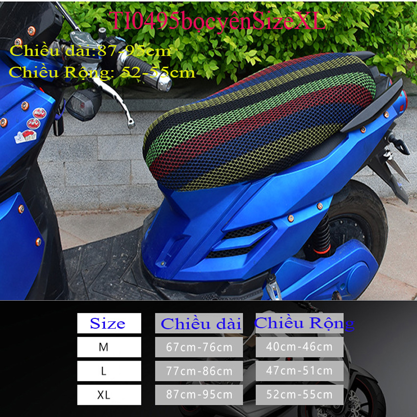 Vỏ Bọc Yên Xe 5 Mầu Điện, Xe Ga,Xe Đạp Điện Chống Nắng Thoát Khí Tiện Dụng TI0495