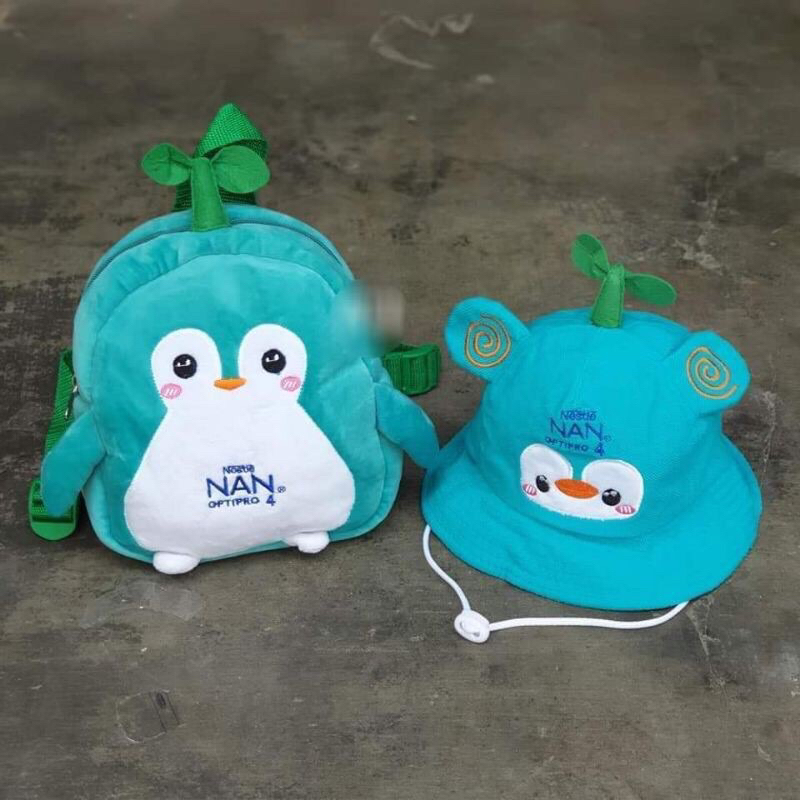 Balo và nón con ong vàng, chim cánh cụt xanh xinh xắn cho bé