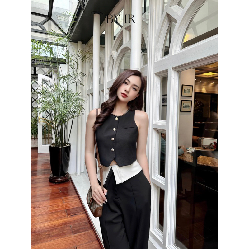 Set gile kết hợp quần dáng xuông bẻ cạp / Irene Set