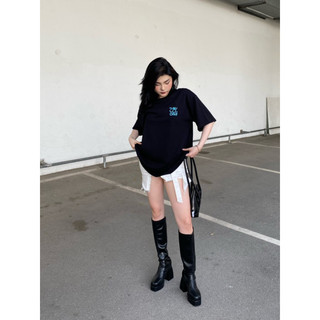 Áo Thun Cổ Tròn Embroided Vải Cotton 2 Chiều Unisex Oversized 7MILLIONS (Đen)