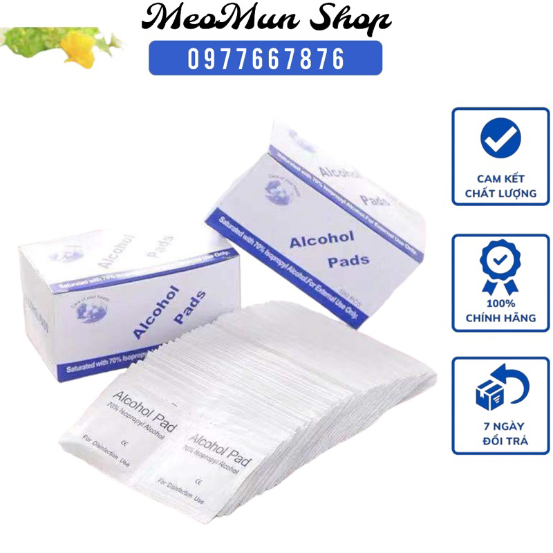 Bông alcoho pads Lau tay, bông tai, điện thoại, mắt kính , sát trùng , lau vết thương