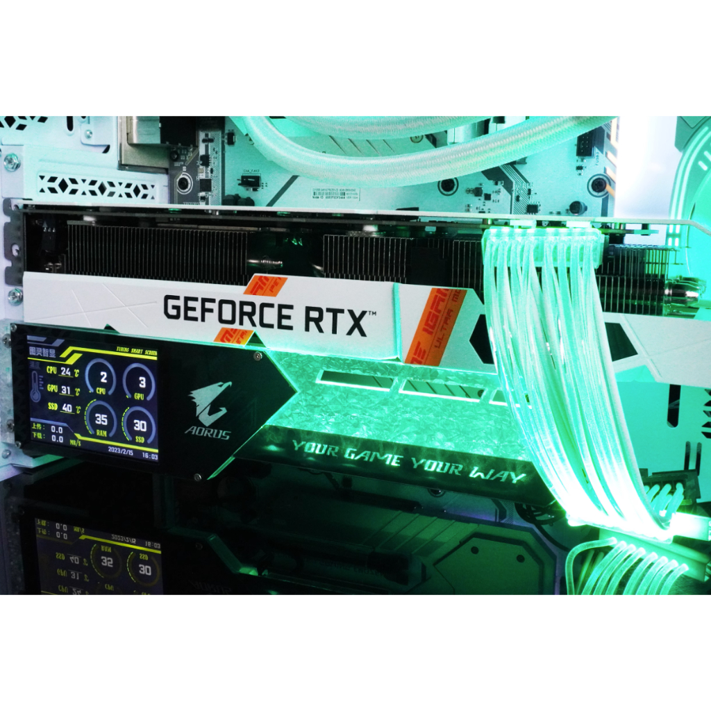 Giá đỡ VGA kèm màn hình thông số máy tính TURZX 3,5 Inch IPS - Kèm đèn led - Không cần AIDA64