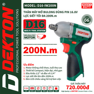 Máy chuyên vít pin dekton d16-iw200n