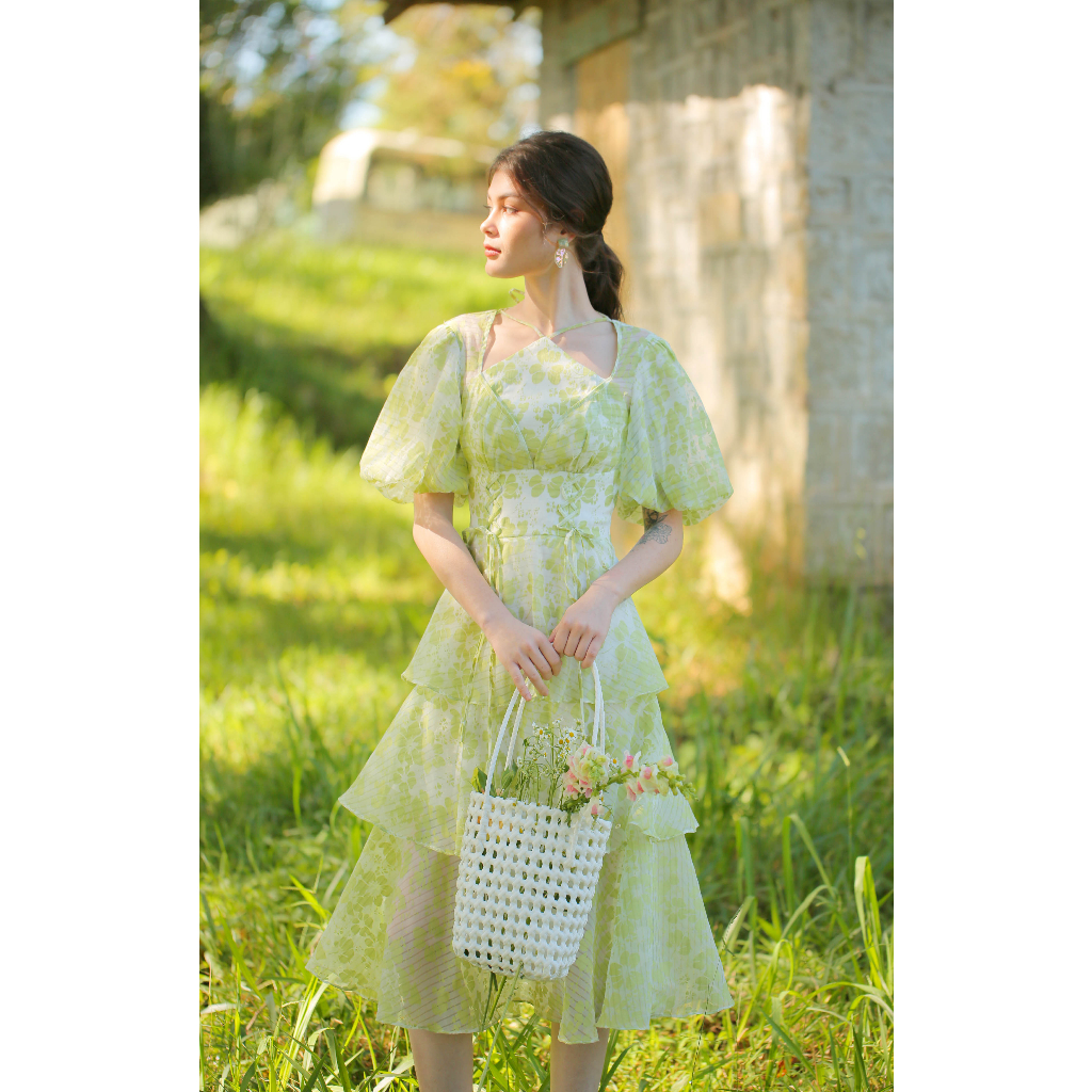 SÒ VINTAGE - KATIE Đầm cổ yếm tay phồng