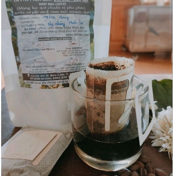 Cà phê Túi lọc 100% Arabica Cầu Đất (200gram/10 túi lọc)