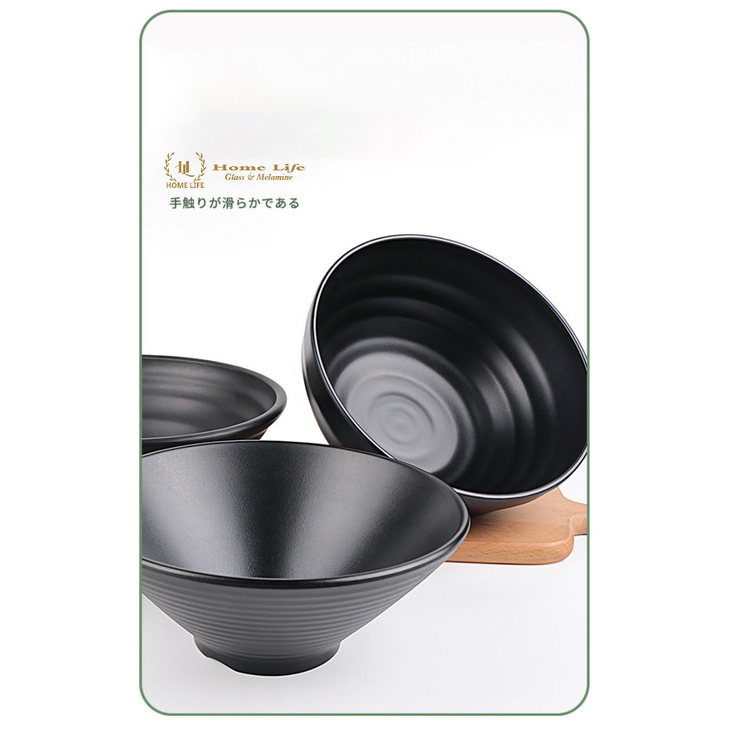 Bát cơm 045S 055S 065S 075 | Tô Khum Đen | Bát đen nhám Melamine A5 Cao Cấp Đài Loan cho nhà hàng Lẩu Nướng