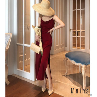 Đầm lụa cổ đổ dáng dài cao cấp - (dài 115cm) | Maina.official