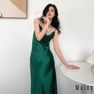 Đầm lụa cổ đổ dáng dài cao cấp - (dài 115cm) | Maina.official