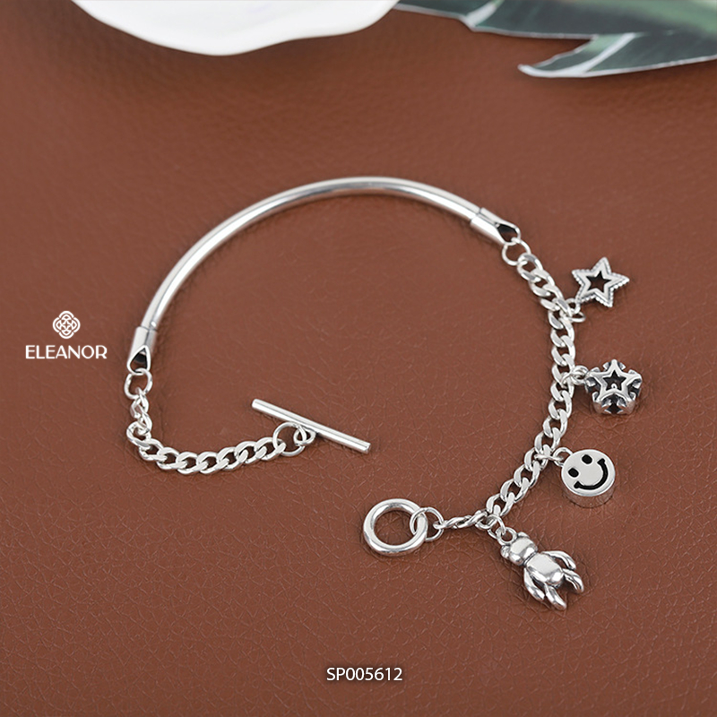 Vòng tay nữ mạ bạc Eleanor Accessories hình ngôi sao mặt cười phụ kiện trang sức 5612