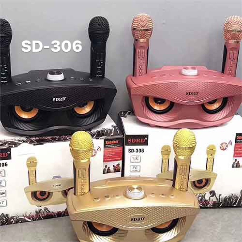 Loa Bluetooth SD-306 kèm 2 micro karaoke không dây công suất 25W dáng mắt cáo