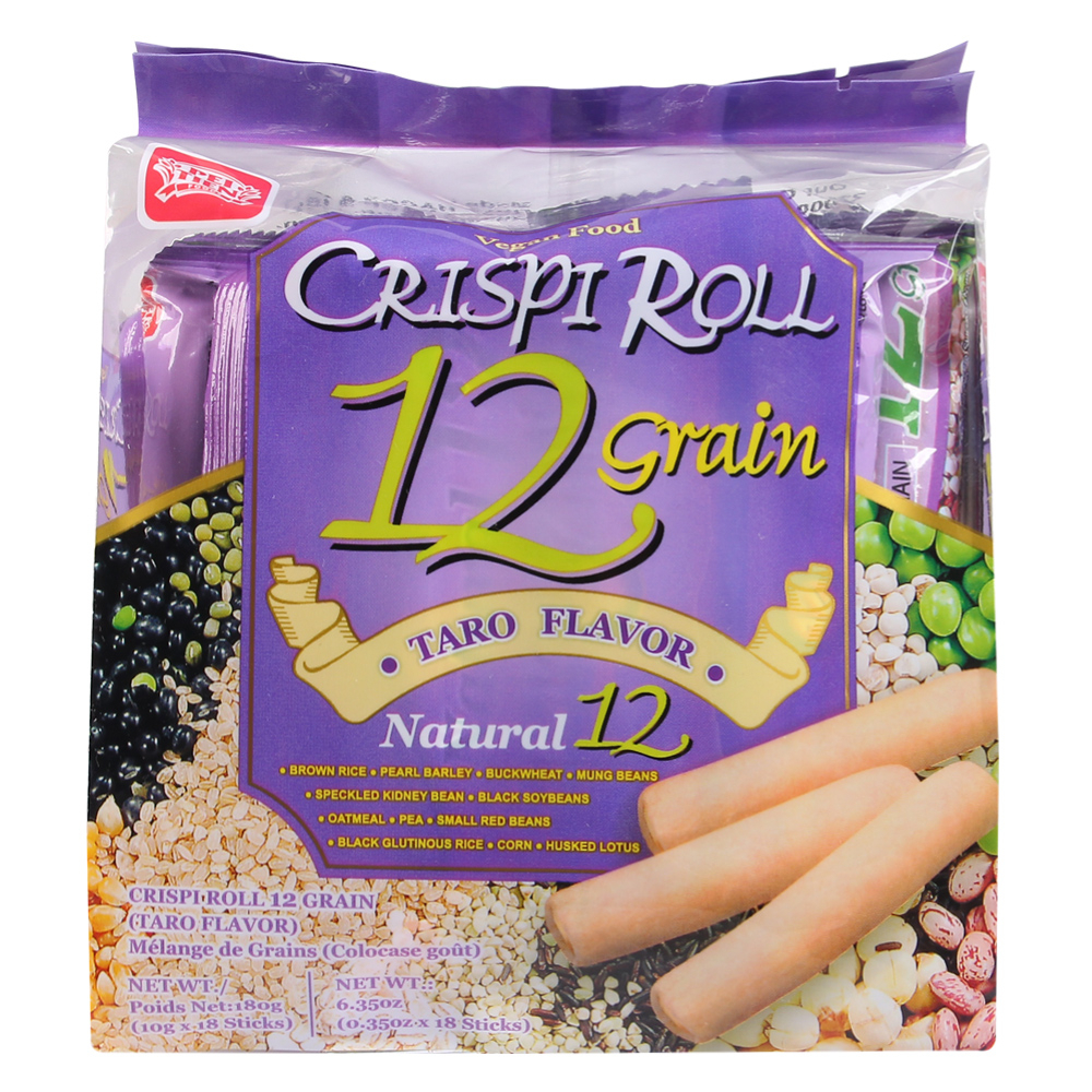 Bánh ngũ cốc 12 loại đậu Crispi Roll Pei Tien Đài Loan màu tím