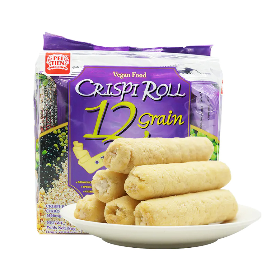 Bánh ngũ cốc 12 loại đậu Crispi Roll Pei Tien Đài Loan màu tím