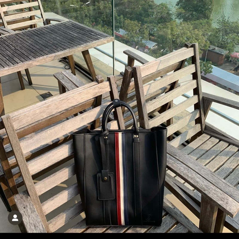 Túi da KHÔISTORE | Stripes_Balo túi xách đeo chéo_Túi thiết kế_Hàng thủ công_Túi laptop_Thời trang_Màu đen kẻ sọc