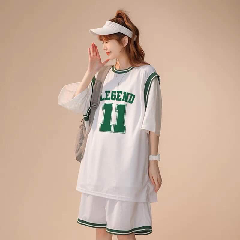 sét đồ bộ thể thao unisex phối tay lỡ kèm quần short đùi theo phong cách cá tính