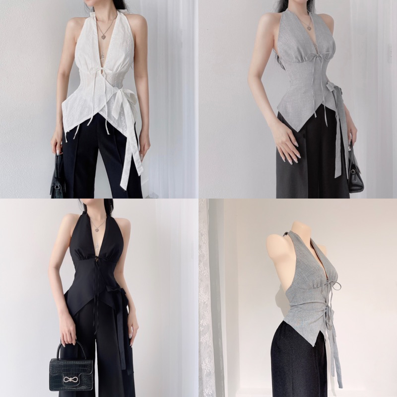 (Sẵn Ship Hỏa Tốc) Áo Cổ Tim Đắp Chéo Sexy Thanh Lịch