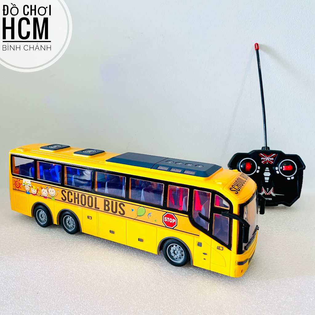 Đồ chơi trẻ em xe buýt điều khiển từ xa dành cho bé thích mô hình xe school bus, xe ô tô QH866-1