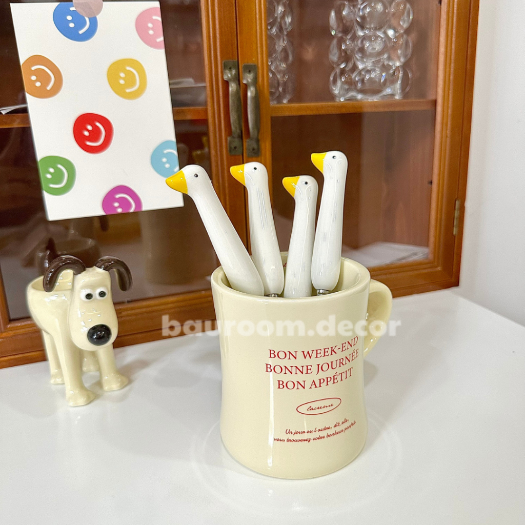 Bộ muỗng đũa nĩa sứ,inox tạo hình chú vịt