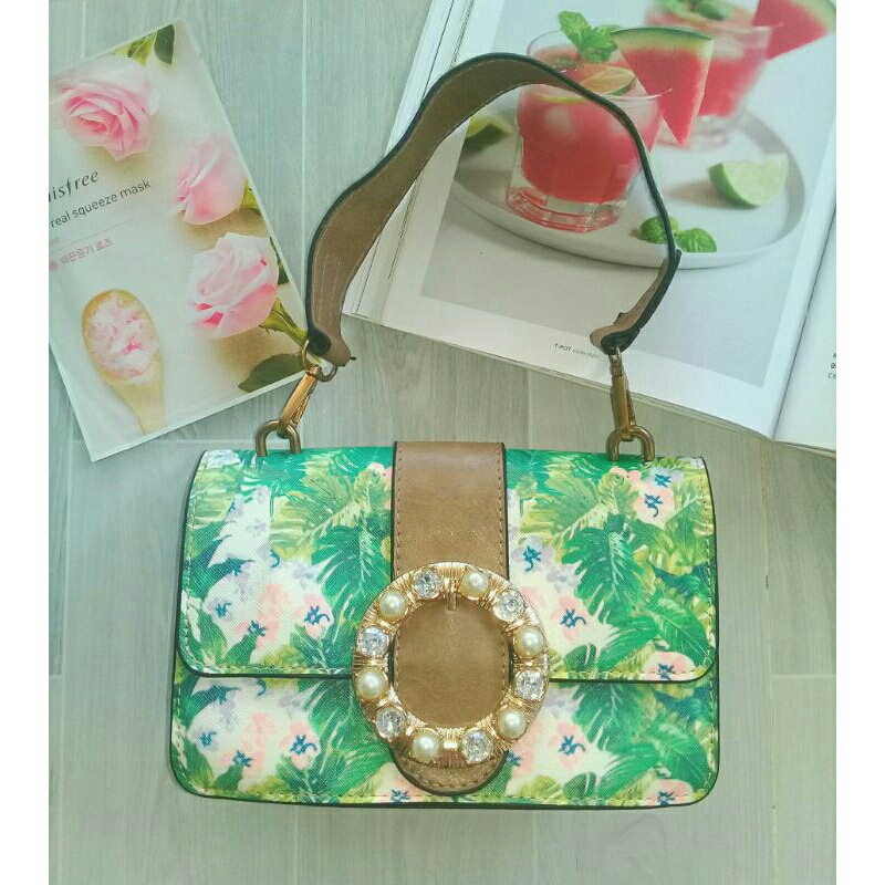 ⚘Túi si 2hand vintage hoa nhiệt đới độc lạ