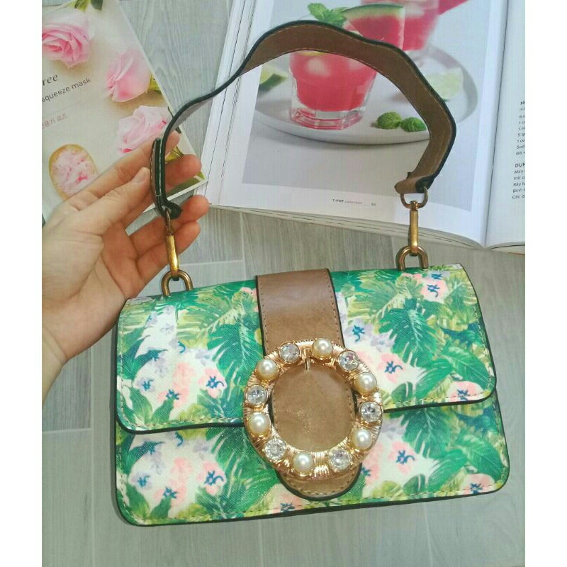 ⚘Túi si 2hand vintage hoa nhiệt đới độc lạ