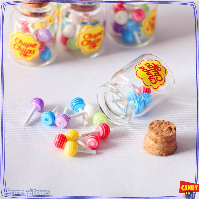 Đồ chơi Mô hình Lọ kẹo Chups và Kẹo m&m Mini - Phụ kiện Trang trí nhà búp bê/ Tiểu cảnh DIY