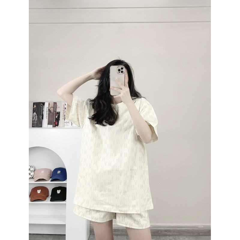 Áo Thun Ngắn Tay MLB Ny unisex monogram