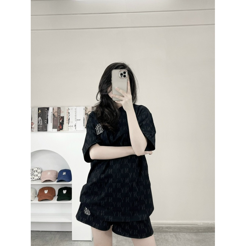 Áo Thun Ngắn Tay MLB Ny unisex monogram