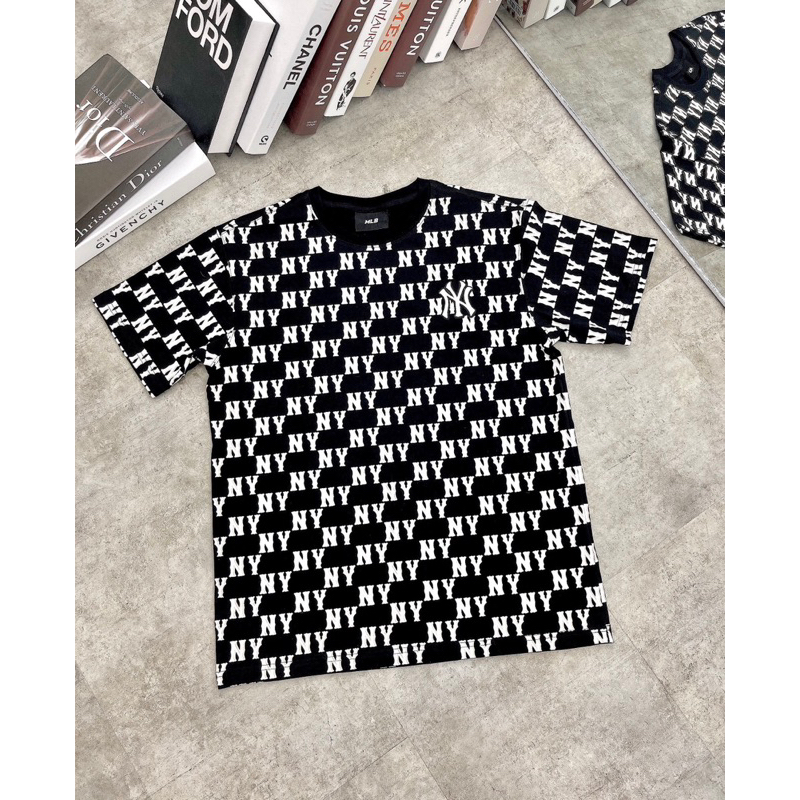 Áo Thun Ngắn Tay MLB Ny unisex monogram