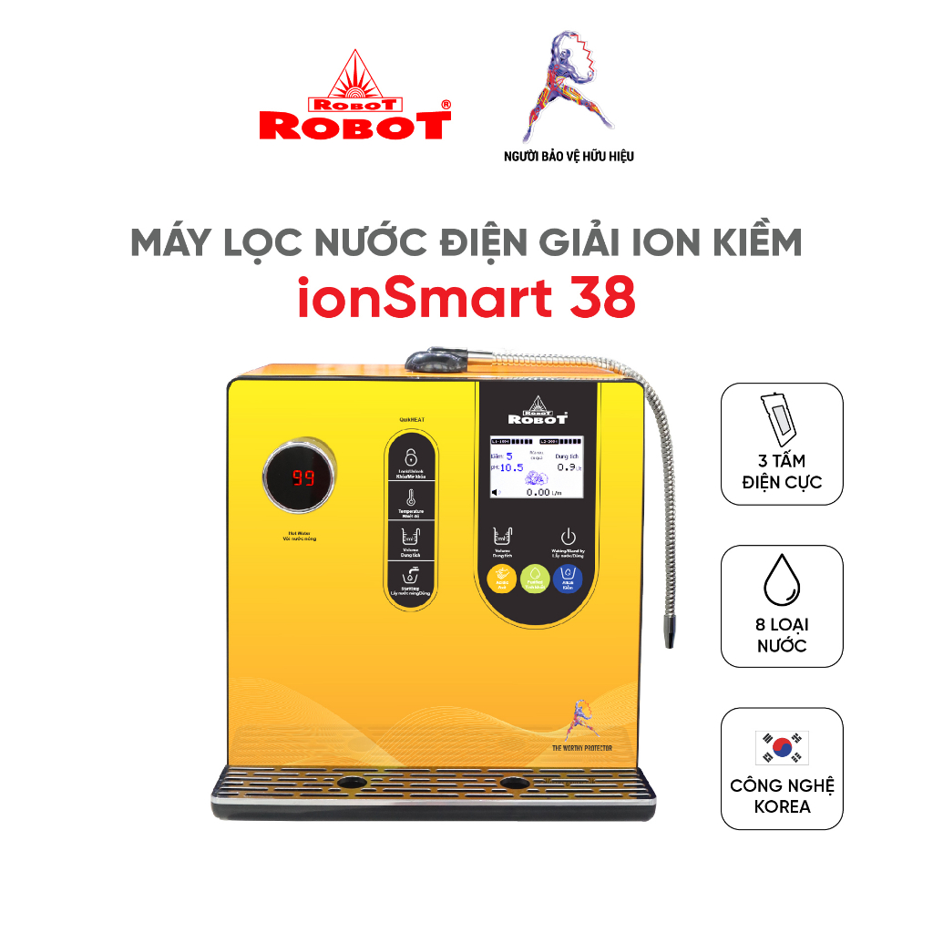 Máy Lọc Nước Điện Giải Ion Kiềm ROBOT IonSmart 38 Nóng Thông Minh - Tạo 8 Loại Nước