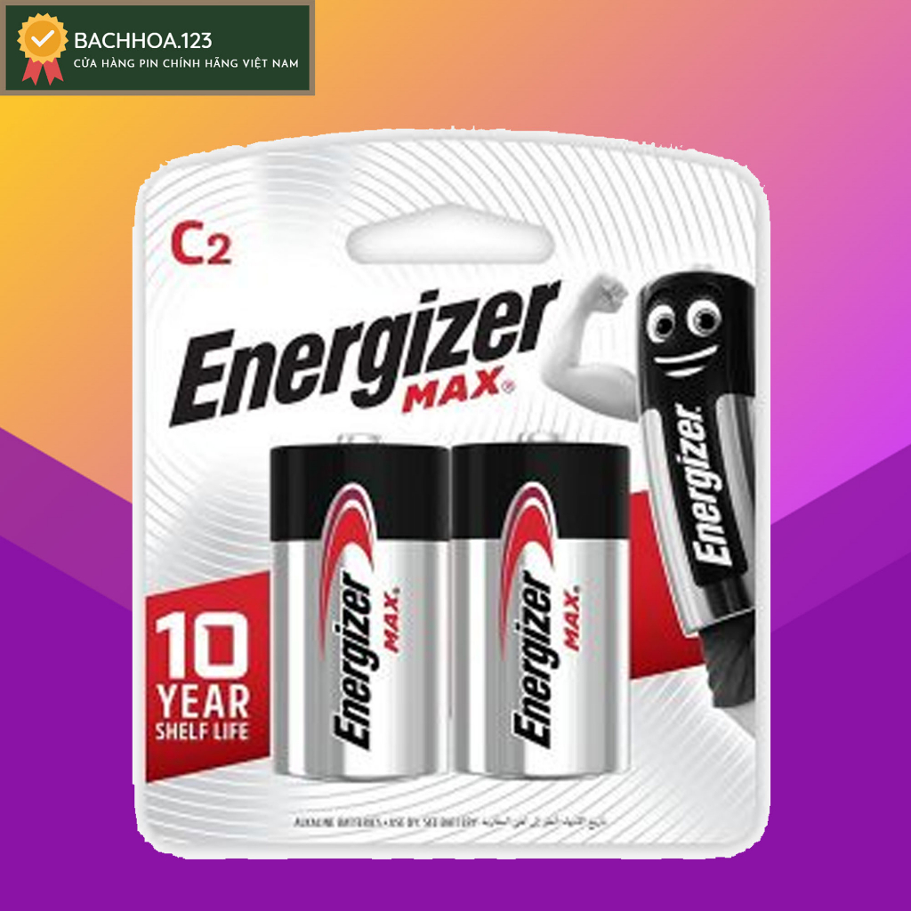 Pin trung C Energizer 1,5V Max E93 BP2-LR14 Max Power (vỉ 2 viên)