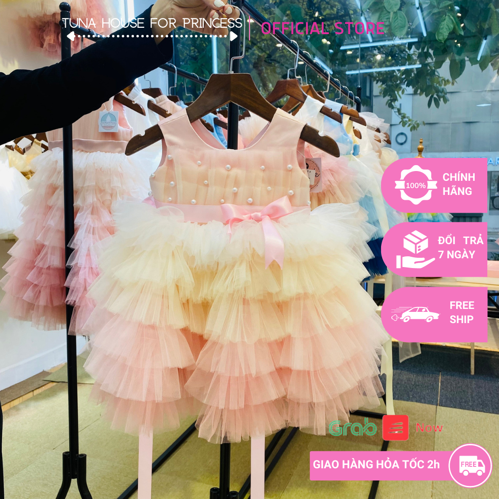 Váy đầm xoè công chúa thiết kế cho bé gái Kali tầng hồng ombre cute - Tuna House For Princess