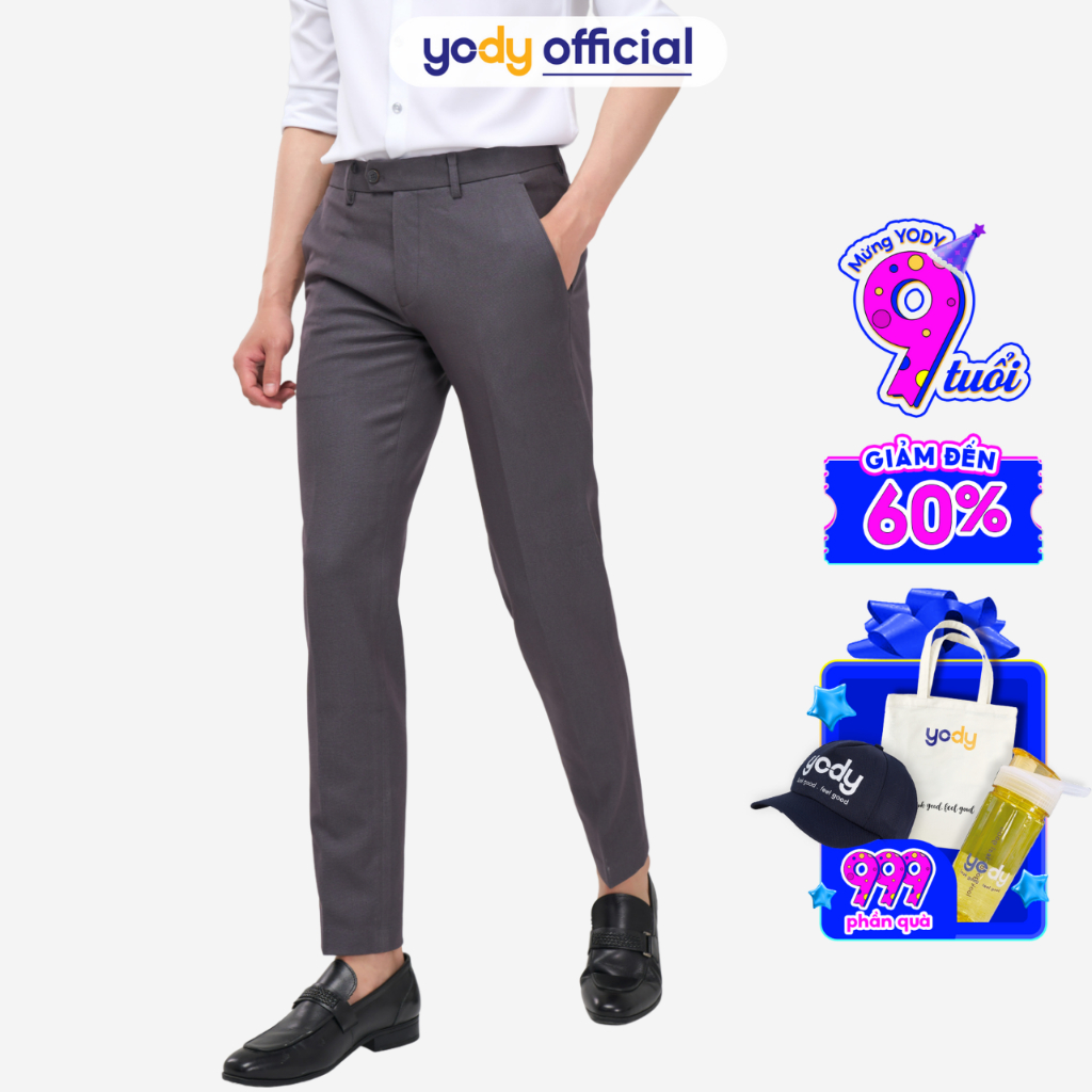 Quần âu nam YODY ống đứng công sở lịch lãm, tôn dáng không nhăn QAM3127