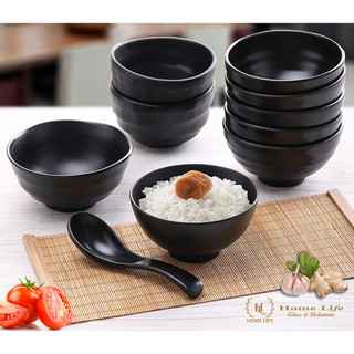 Bát cơm đen LBW045| Bát con melamine đen nhám