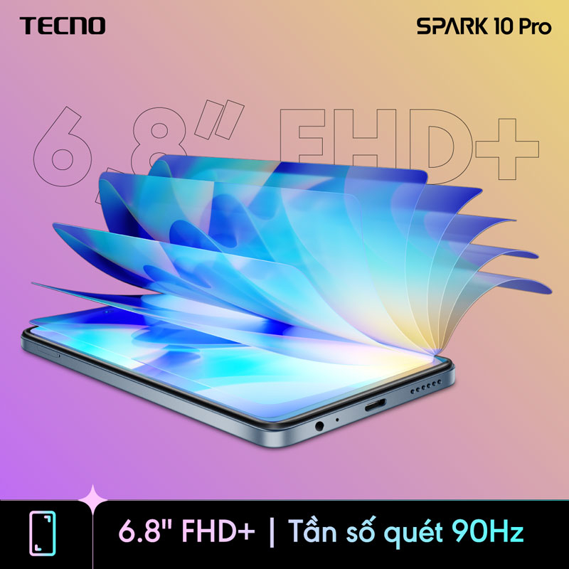 [TẶNG TÚI TECNO] Điện thoại Tecno SPARK 10 Pro 8GB/128GB - Helio G88 | 5000 mAh | Sạc nhanh 18W