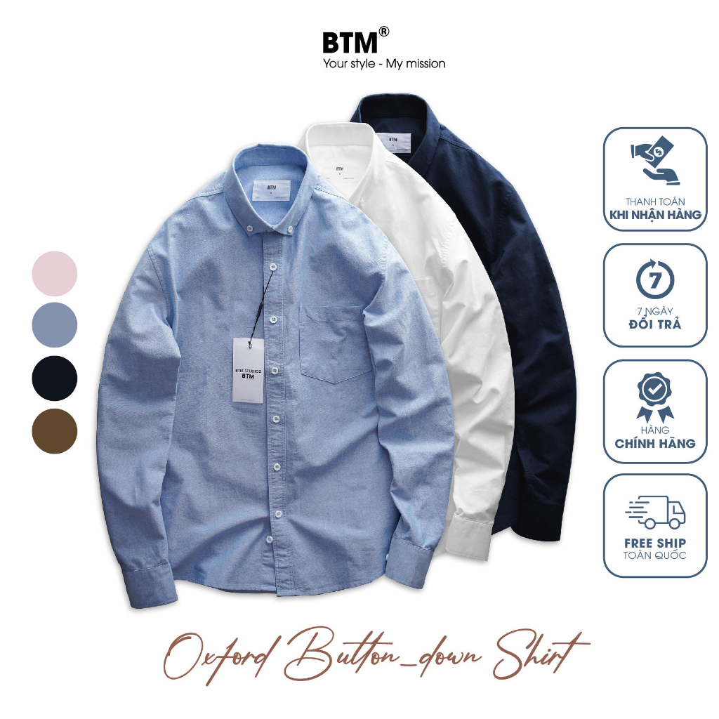 Áo sơmi cổ 2 khuy bản nhỏ BTM buton-down oxford shirt - 1.451.8 - BTM Studios